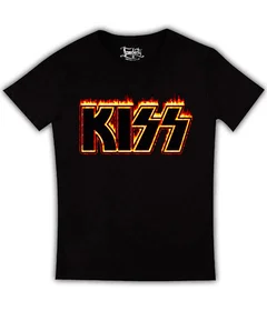 Прикольные футболки: Kiss огненное лого на черной